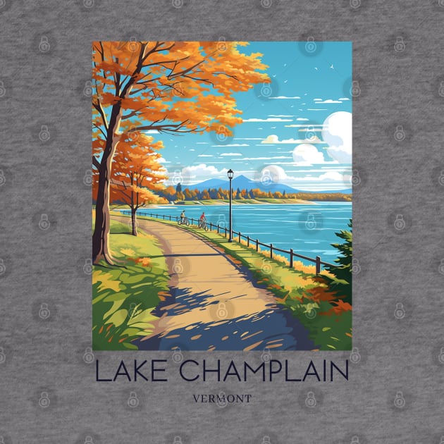 A Pop Art Travel Print of Lake Champlain - Vermont - US by Studio Red Koala